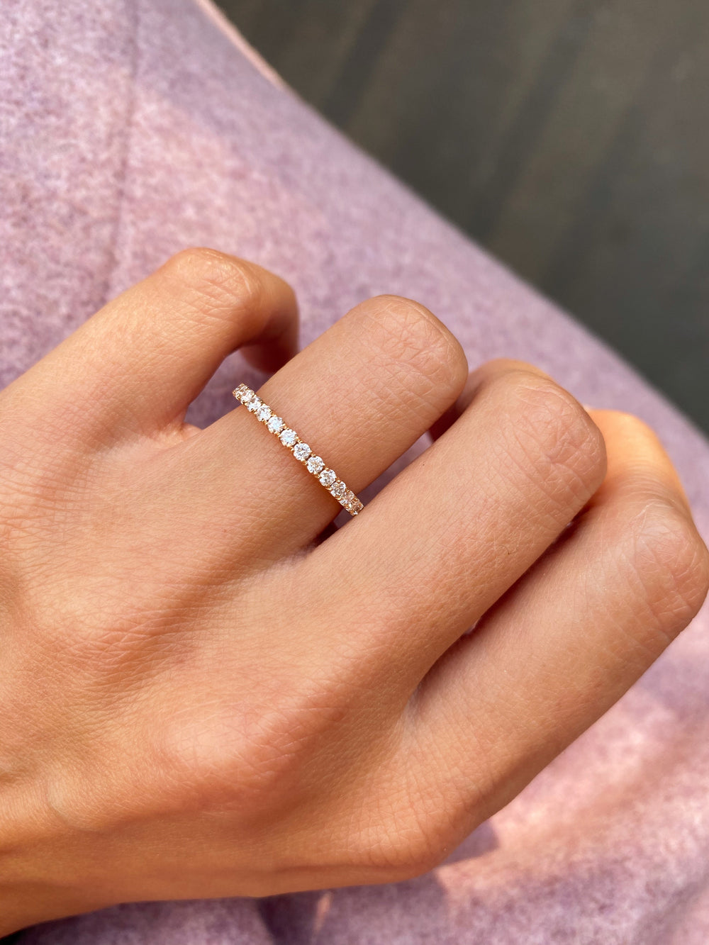 0.7CT Round Shaped Lab Grown Diamond Full Eternity Wedding Band