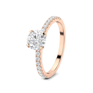 1.03ct Round F- VS1 Lab Grown Diamond Pave Engagement Ring