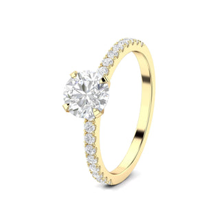 1.03ct Round F- VS1 Lab Grown Diamond Pave Engagement Ring