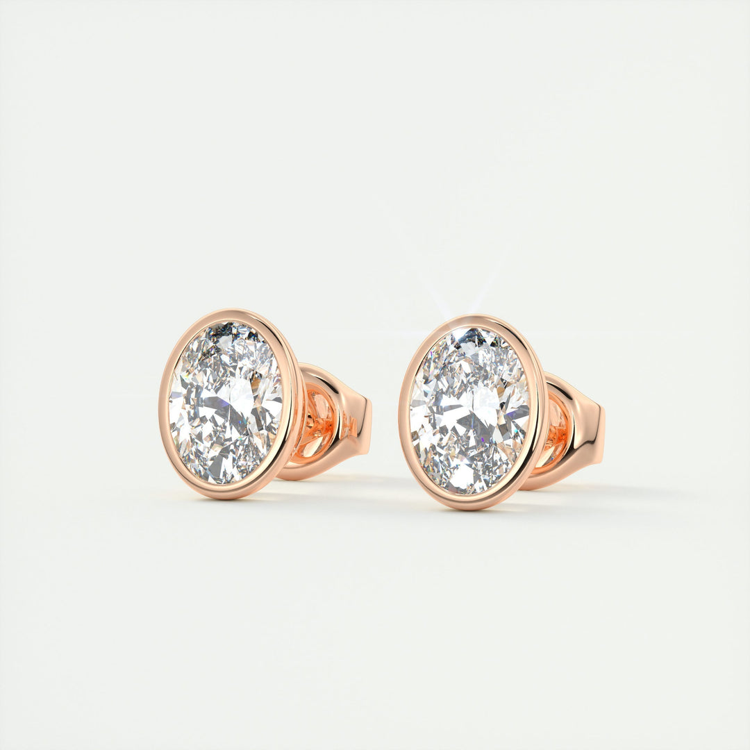 1.0CT Oval Bezel Solitaire F-VS Lab Grown Diamond Earrings