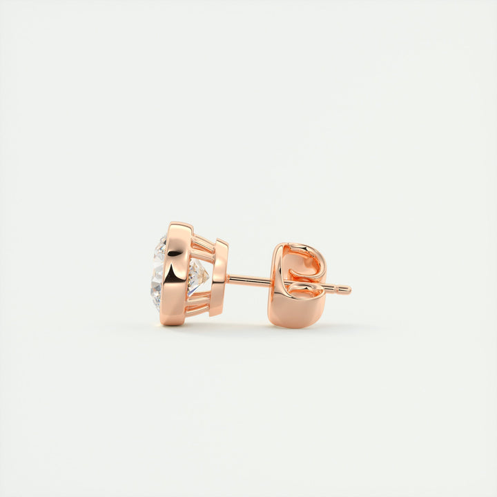 1.0CT Round Bezel Solitaire F-VS Lab Grown Diamond Earrings