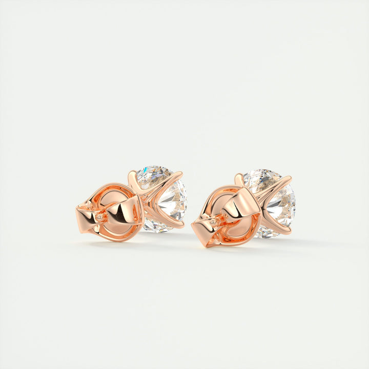 1.0CT Round Solitaire G-VS Lab Grown Diamond Earrings