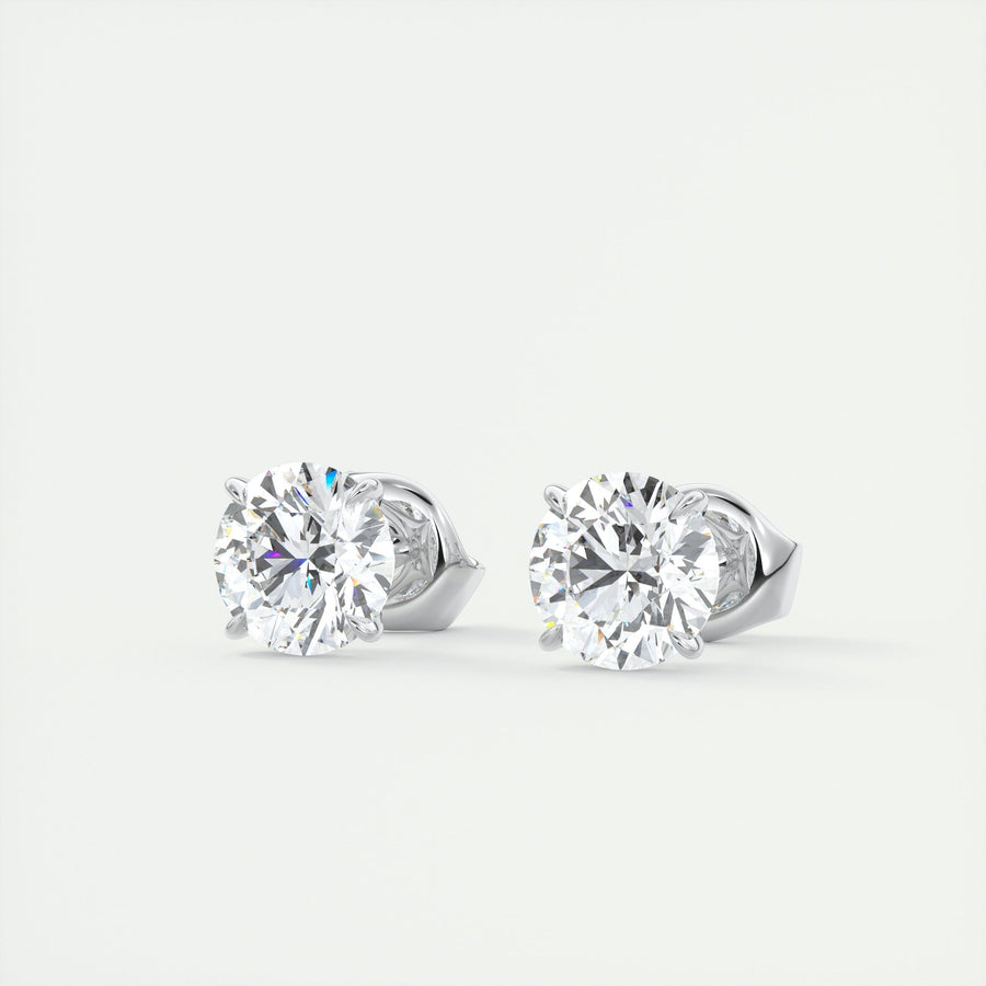 1.0CT Round Solitaire G-VS Lab Grown Diamond Earrings