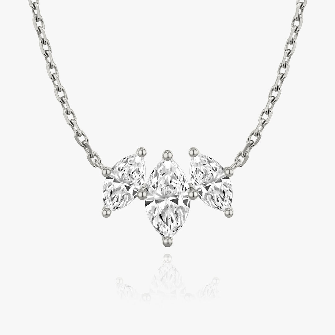 1.0TCW Marquise Cut F-VS Lab Grown Diamond Three Stone Necklace
