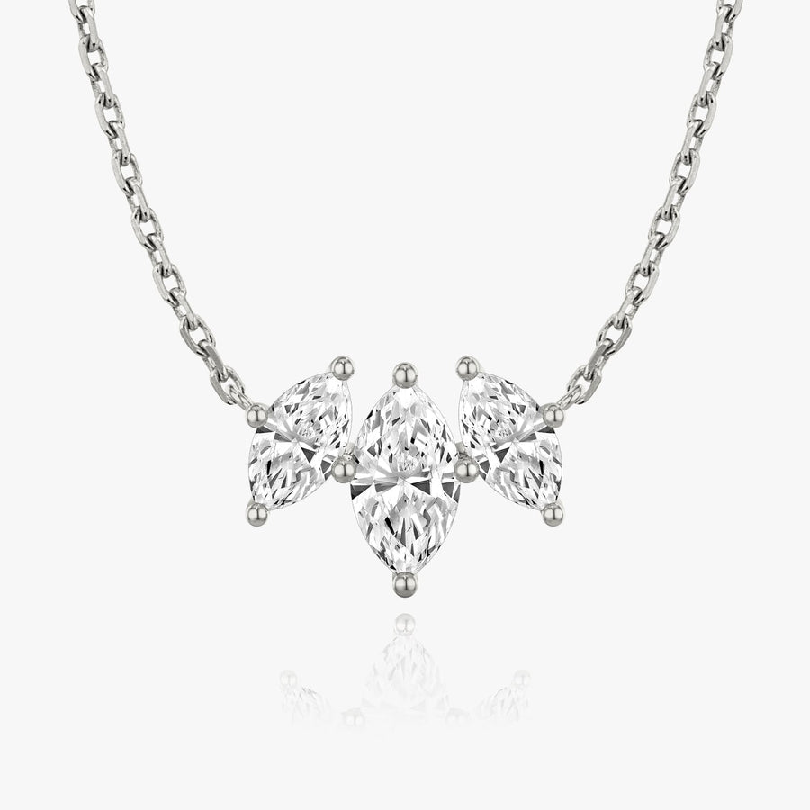1.0TCW Marquise Cut F-VS Lab Grown Diamond Three Stone Necklace