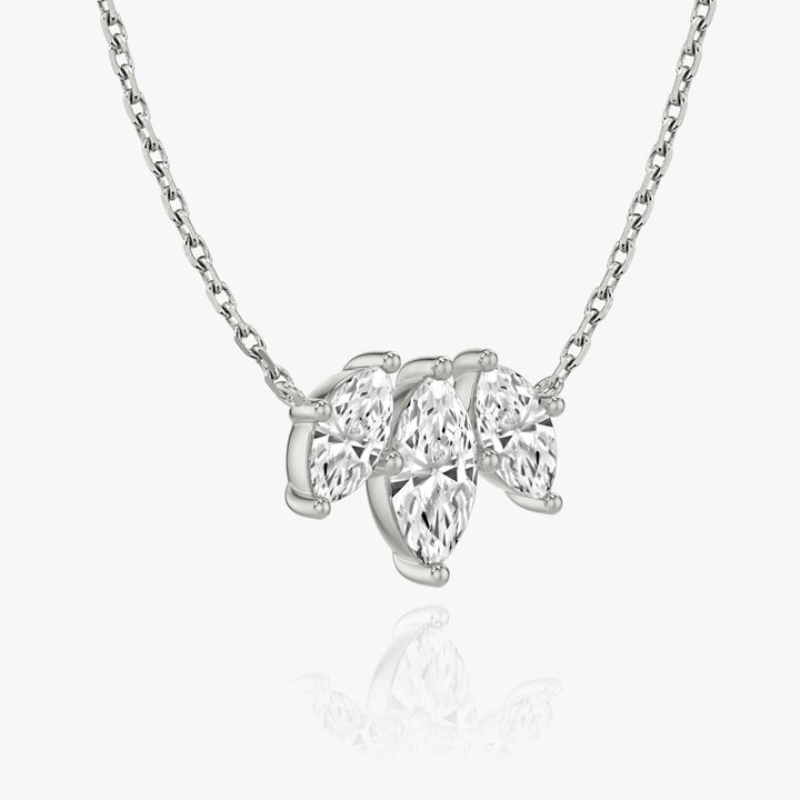 1.0TCW Marquise Cut F-VS Lab Grown Diamond Three Stone Necklace