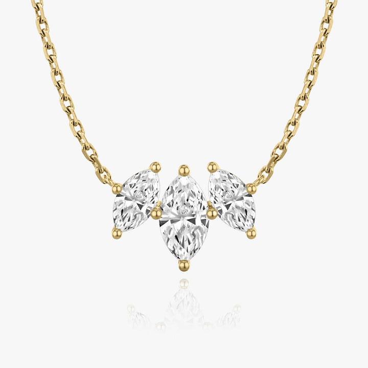 1.0TCW Marquise Cut F-VS Lab Grown Diamond Three Stone Necklace