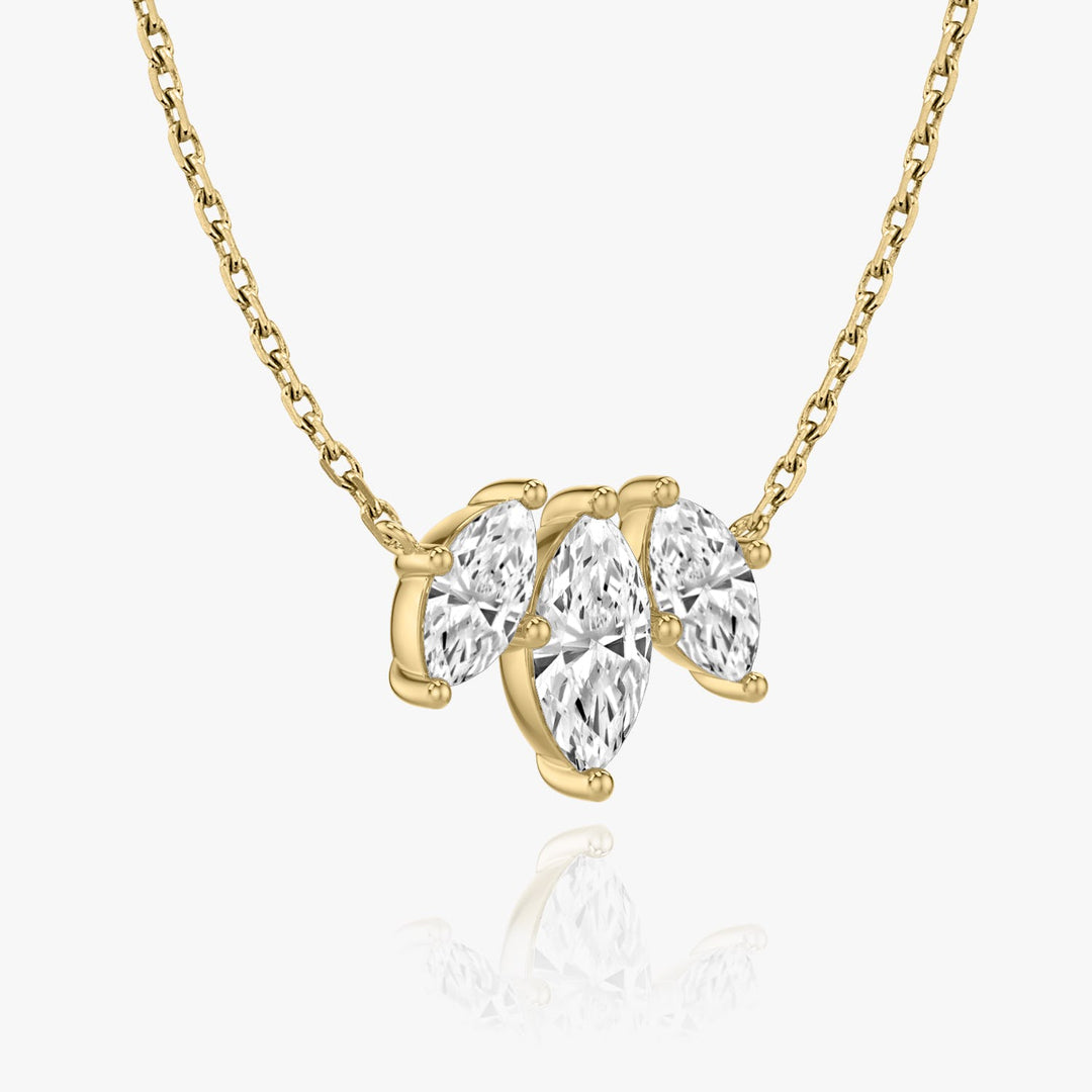 1.0TCW Marquise Cut F-VS Lab Grown Diamond Three Stone Necklace
