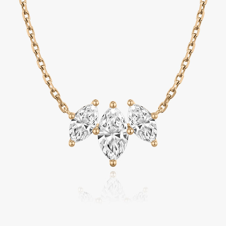 1.0TCW Marquise Cut F-VS Lab Grown Diamond Three Stone Necklace