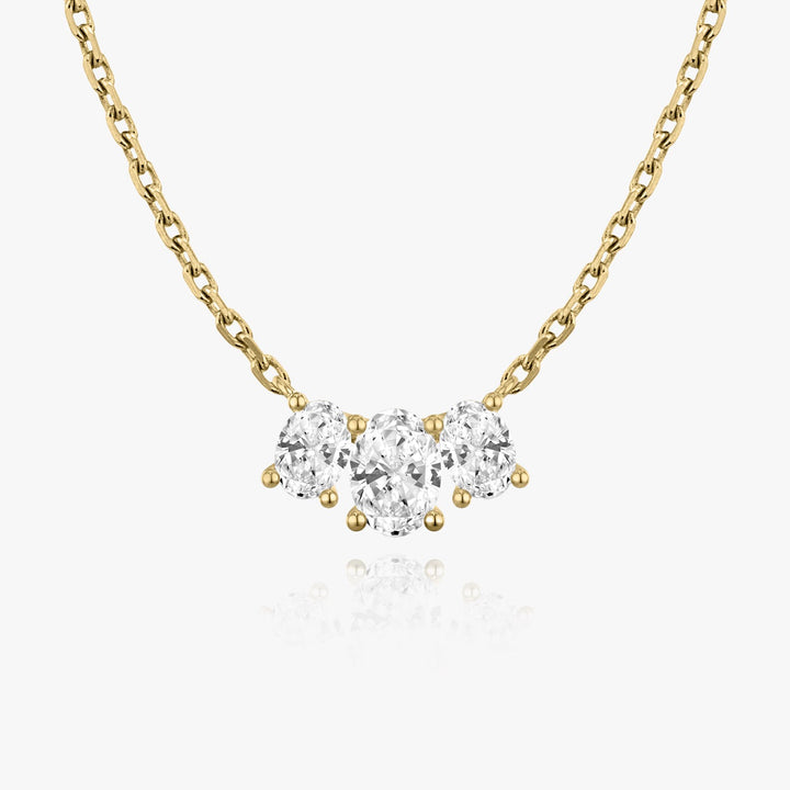 1.0TCW Oval F-VS Lab Grown Diamond Three Stone Necklace