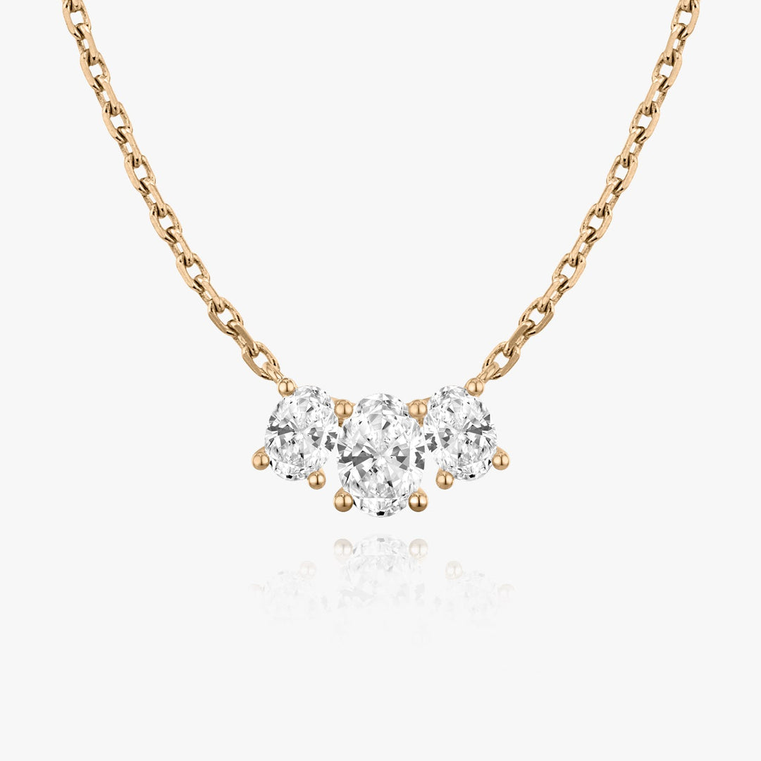 1.0TCW Oval F-VS Lab Grown Diamond Three Stone Necklace