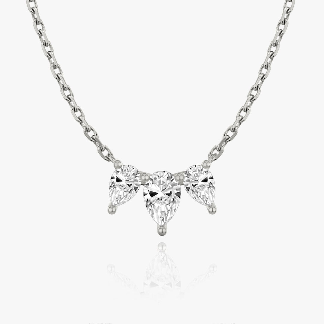 1.0TCW Pear Cut F-VS Lab Grown Diamond Three Stone Necklace