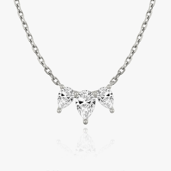 1.0TCW Pear Cut F-VS Lab Grown Diamond Three Stone Necklace