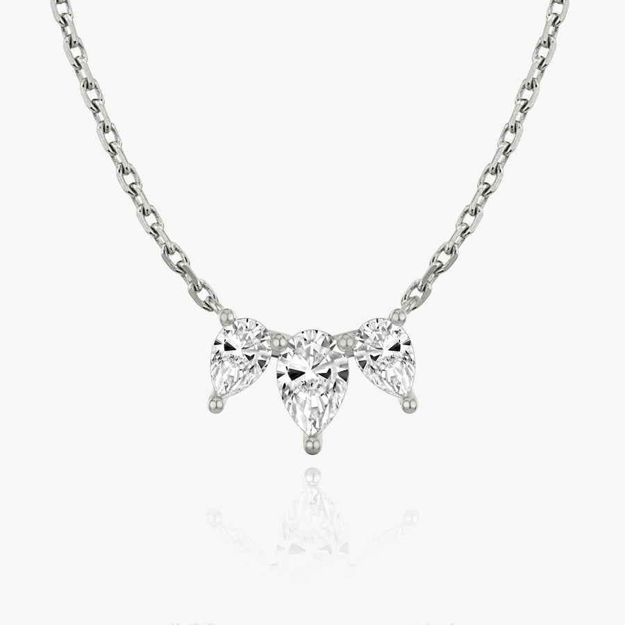 1.0TCW Pear Cut F-VS Lab Grown Diamond Three Stone Necklace