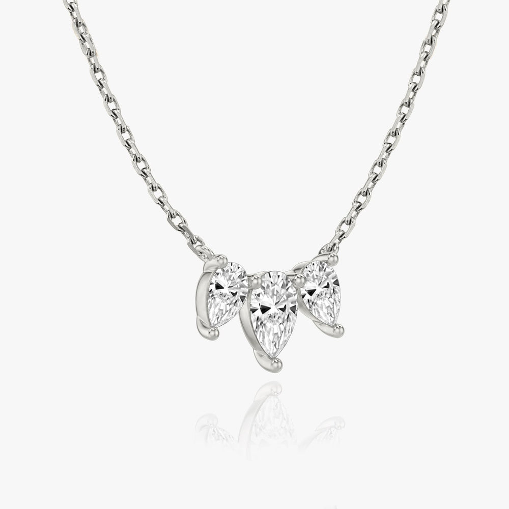 1.0TCW Pear Cut F-VS Lab Grown Diamond Three Stone Necklace