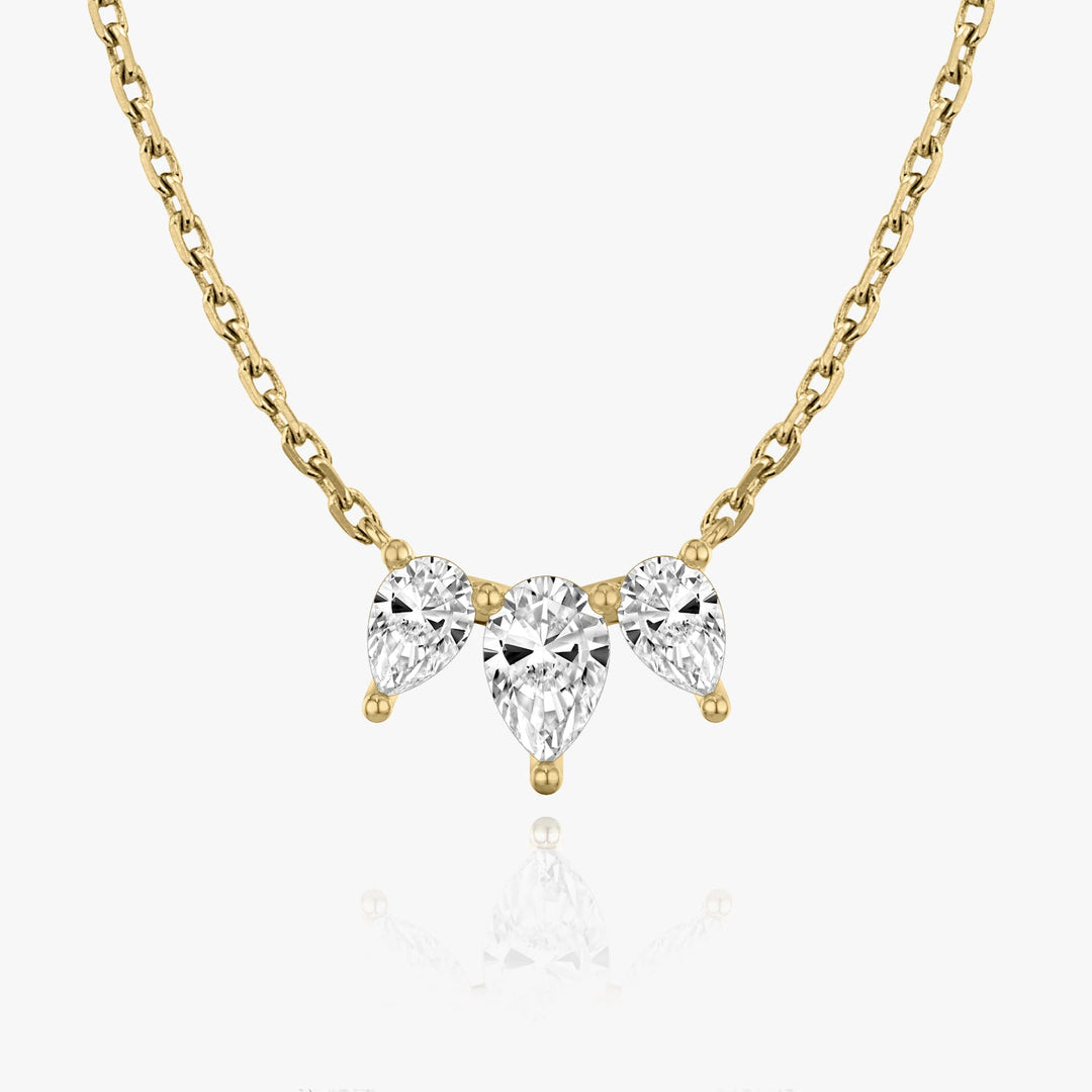 1.0TCW Pear Cut F-VS Lab Grown Diamond Three Stone Necklace
