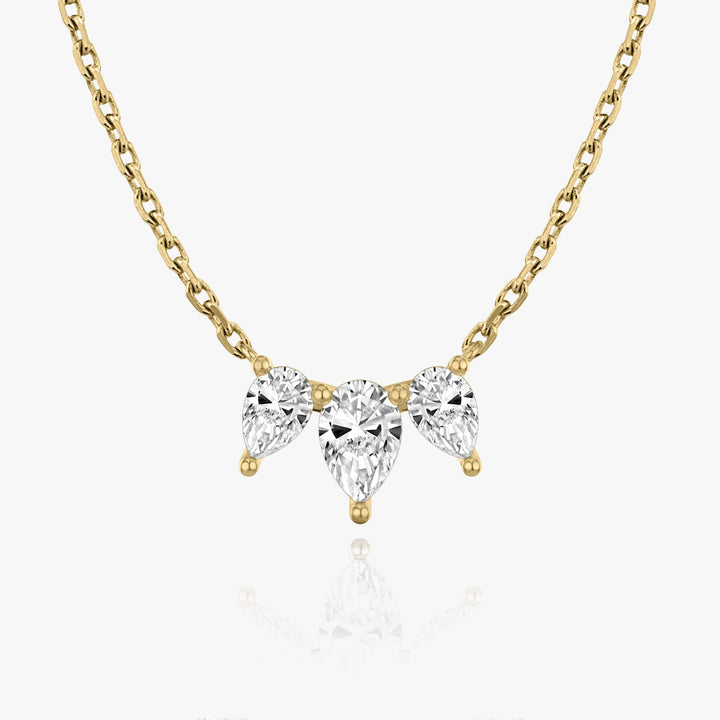 1.0TCW Pear Cut F-VS Lab Grown Diamond Three Stone Necklace