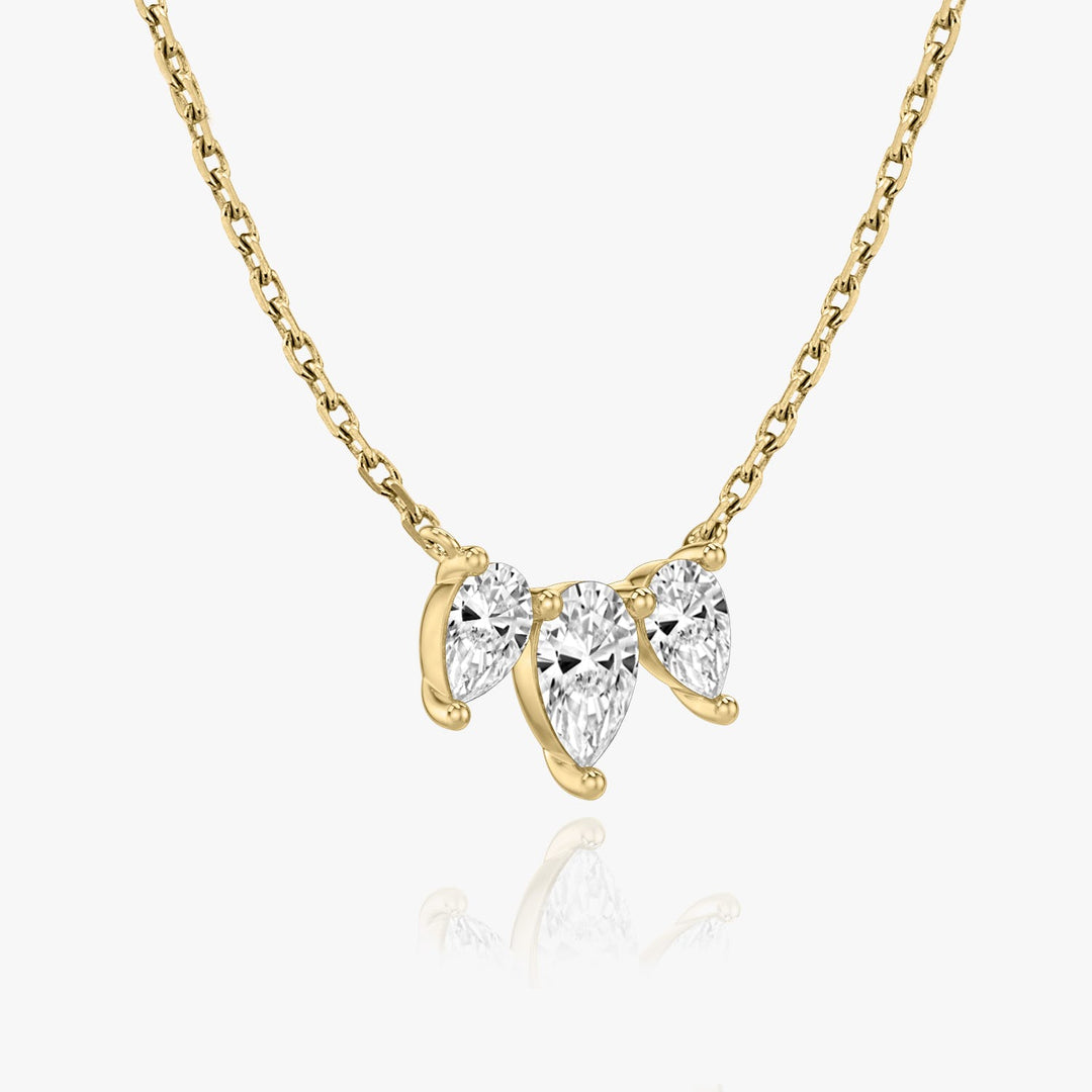 1.0TCW Pear Cut F-VS Lab Grown Diamond Three Stone Necklace