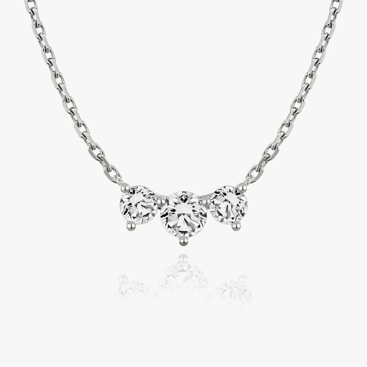 1.0TCW Round F-VS Lab Grown Diamond Three Stone Necklace