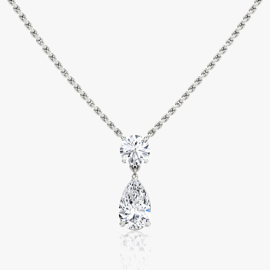 1.50TCW Pear & Round F-VS Lab Grown Diamond Two Stone Necklace