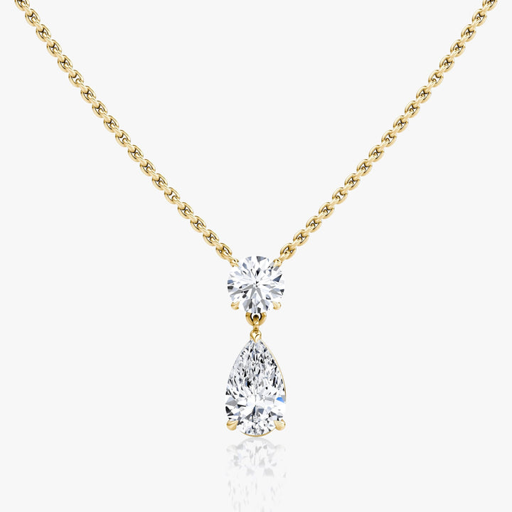 1.50TCW Pear & Round F-VS Lab Grown Diamond Two Stone Necklace