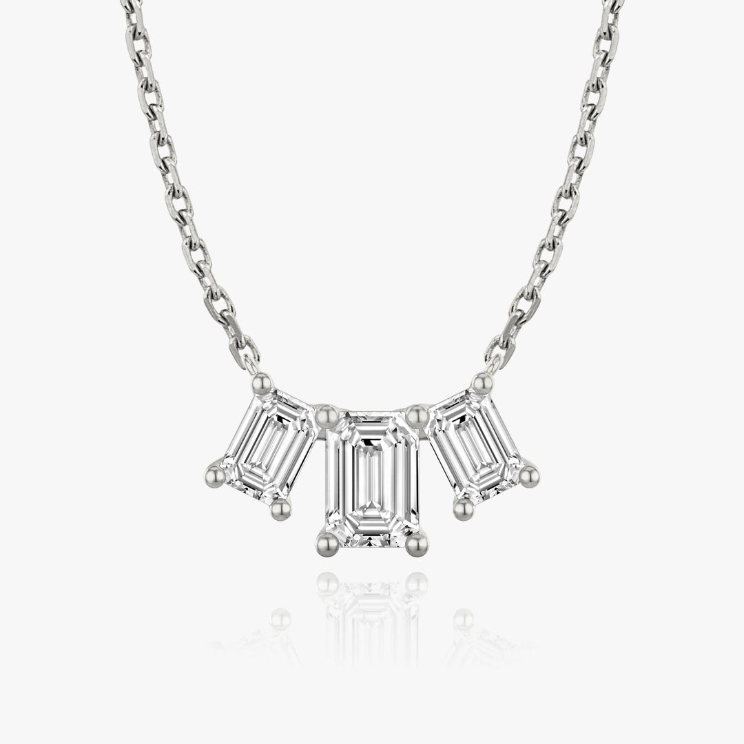 2.0TCW Emerald F/VS Lab Grown Diamond Three Stone Necklace