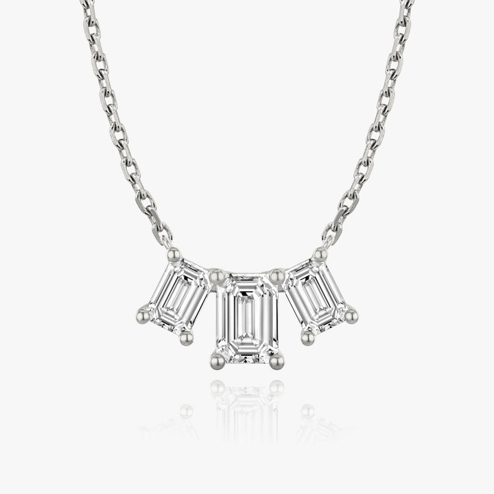 2.0TCW Emerald F/VS Lab Grown Diamond Three Stone Necklace