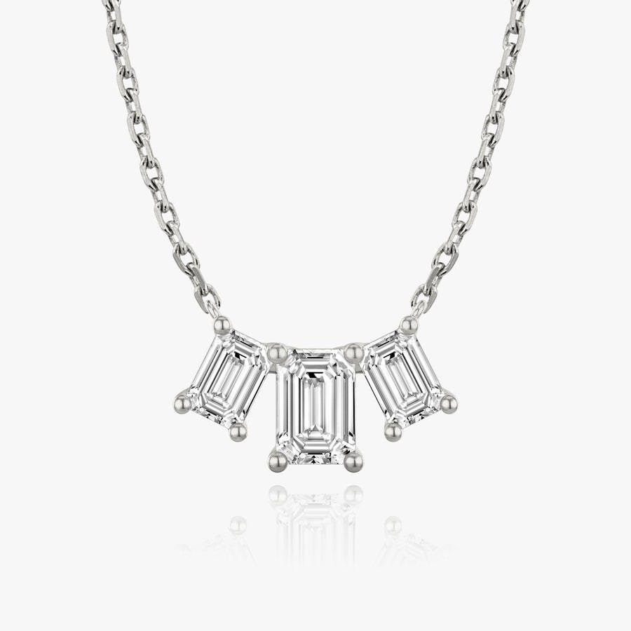 2.0TCW Emerald F/VS Lab Grown Diamond Three Stone Necklace