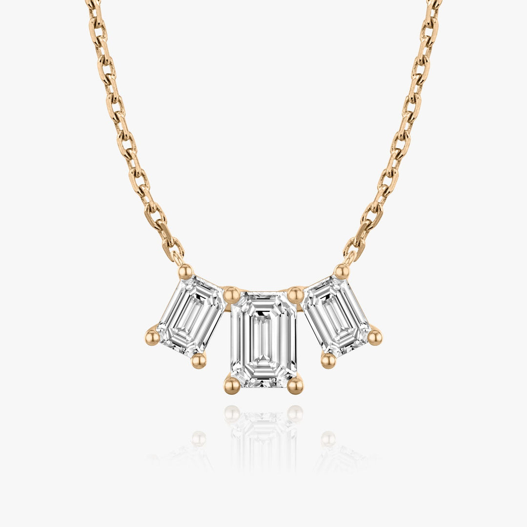 2.0TCW Emerald F/VS Lab Grown Diamond Three Stone Necklace