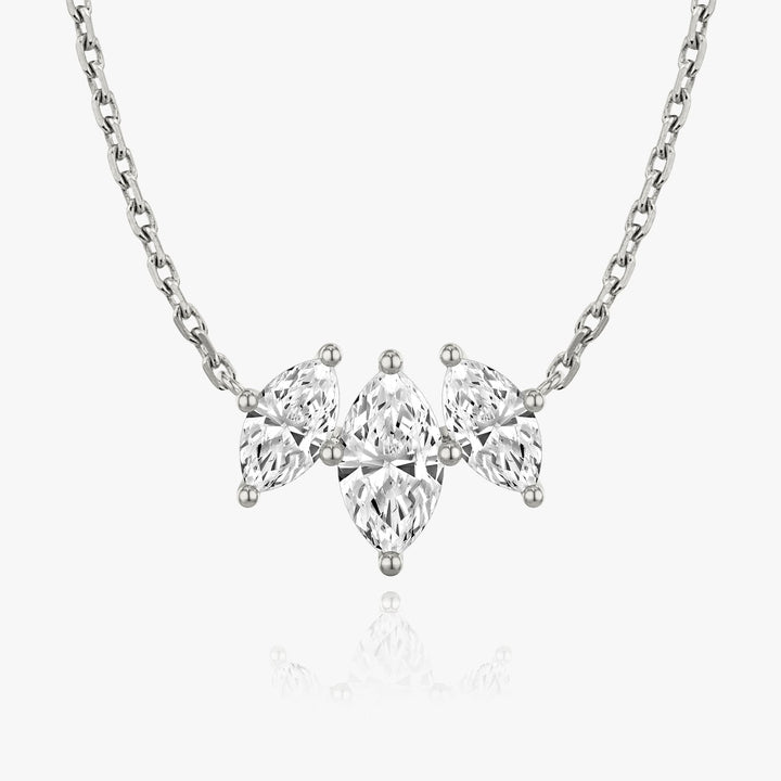 2.0TCW Marquise F/VS Lab Grown Diamond Three Stone Necklace