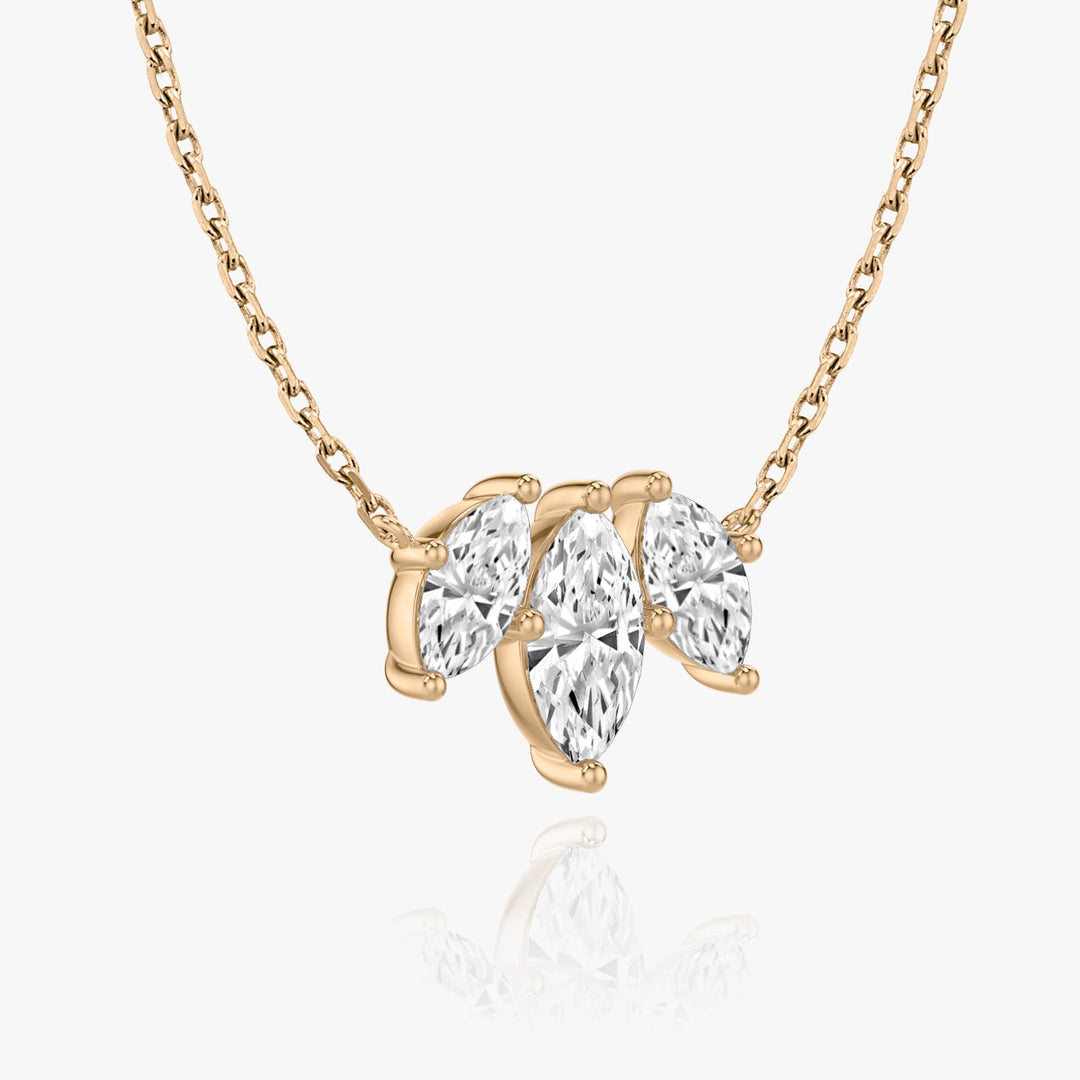 2.0TCW Marquise F/VS Lab Grown Diamond Three Stone Necklace