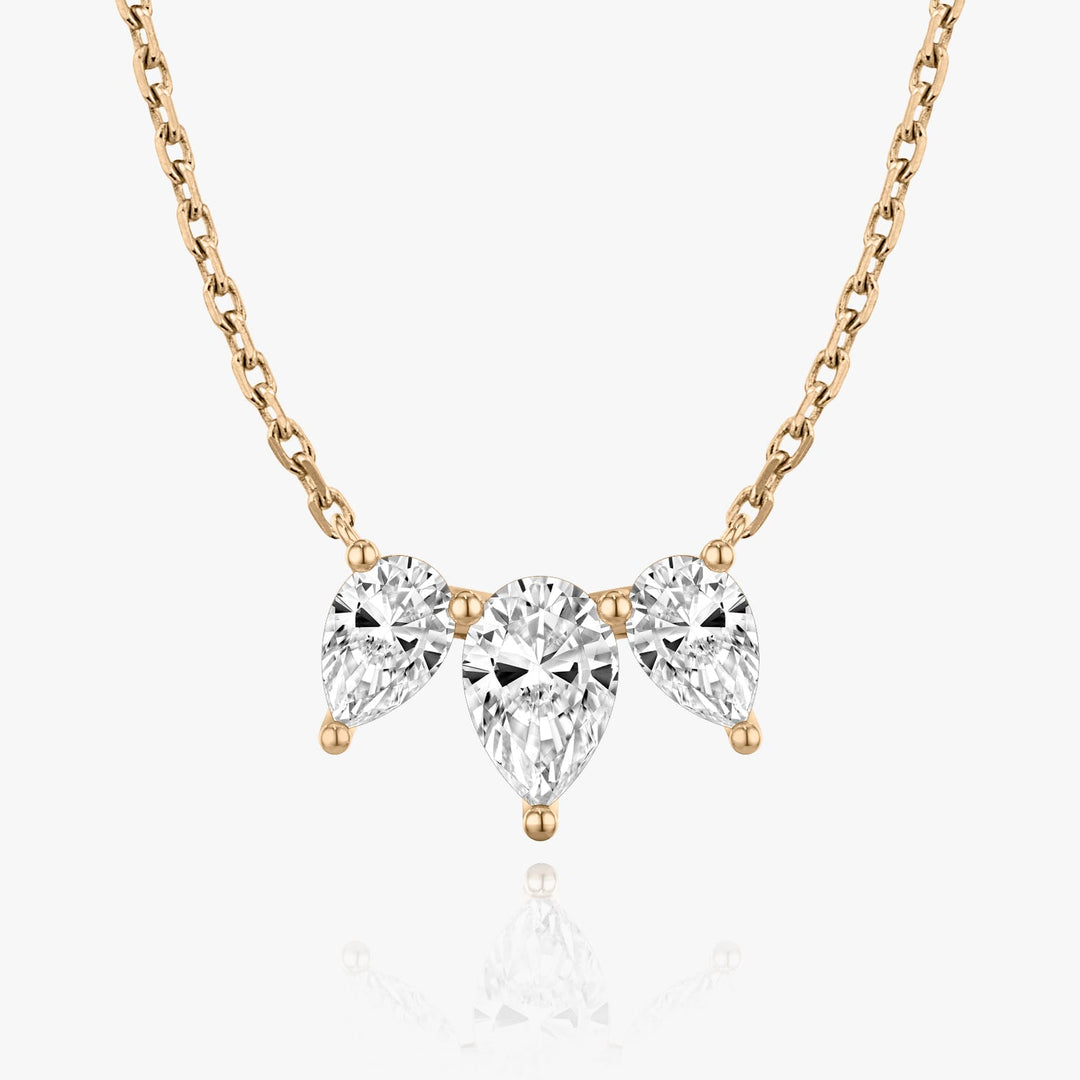 2.0TCW Pear F/VS Lab Grown Diamond Three Stone Necklace