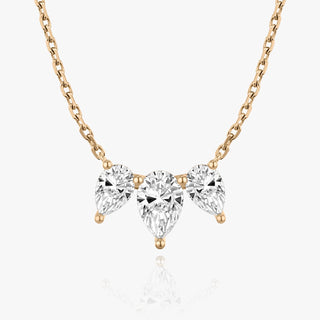 2.0TCW Pear F/VS Lab Grown Diamond Three Stone Necklace