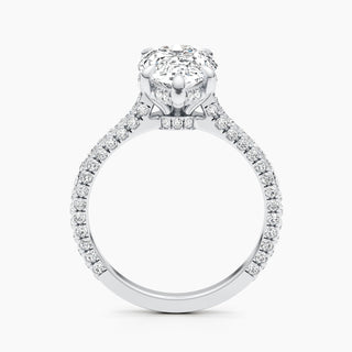 2.51ct Pear F- VS Hidden Halo Lab Grown Diamond Pave Engagement Ring