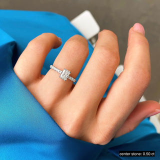 2ct Radiant F-VS1 Lab Grown Diamond Pave Engagement Ring