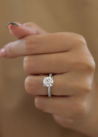 2ct Round F-VS2 Lab Grown Diamond Pave Engagement Ring