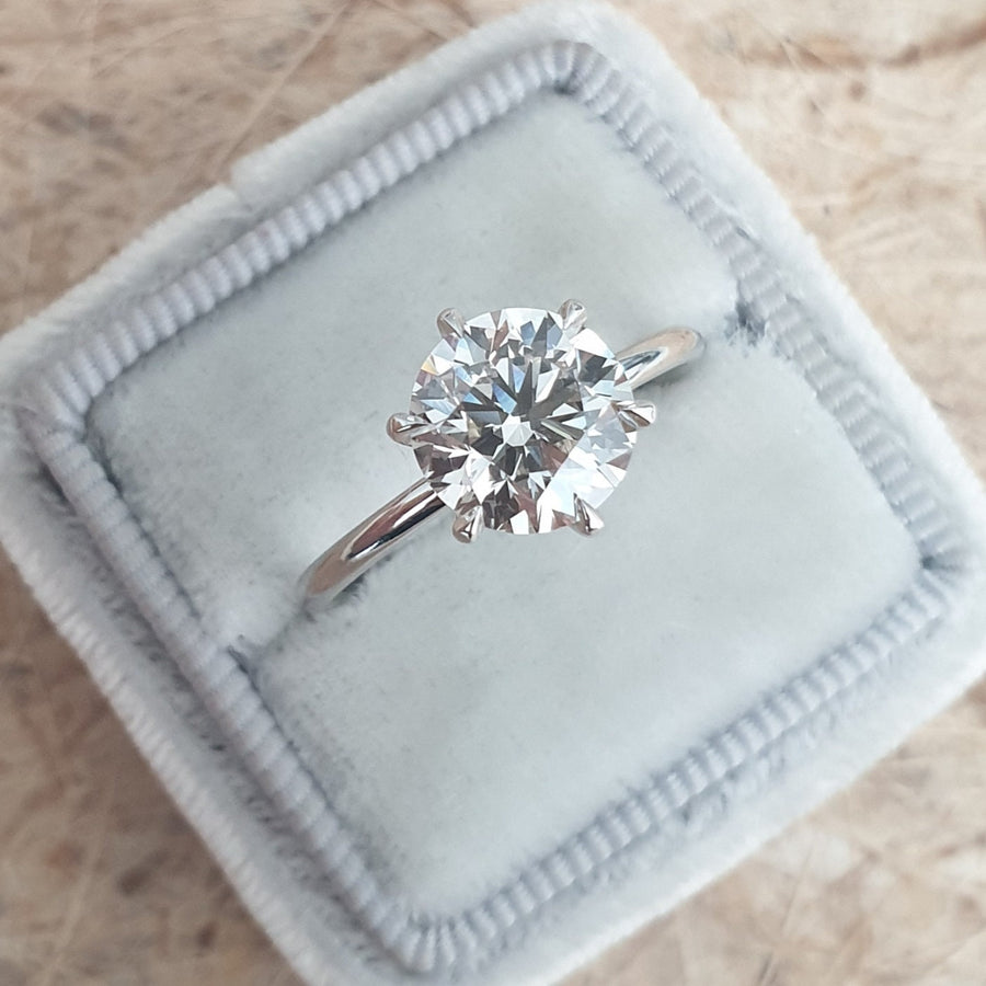 2ct Round F-VS2 Lag Grown Diamond Solitaire Engagement Ring