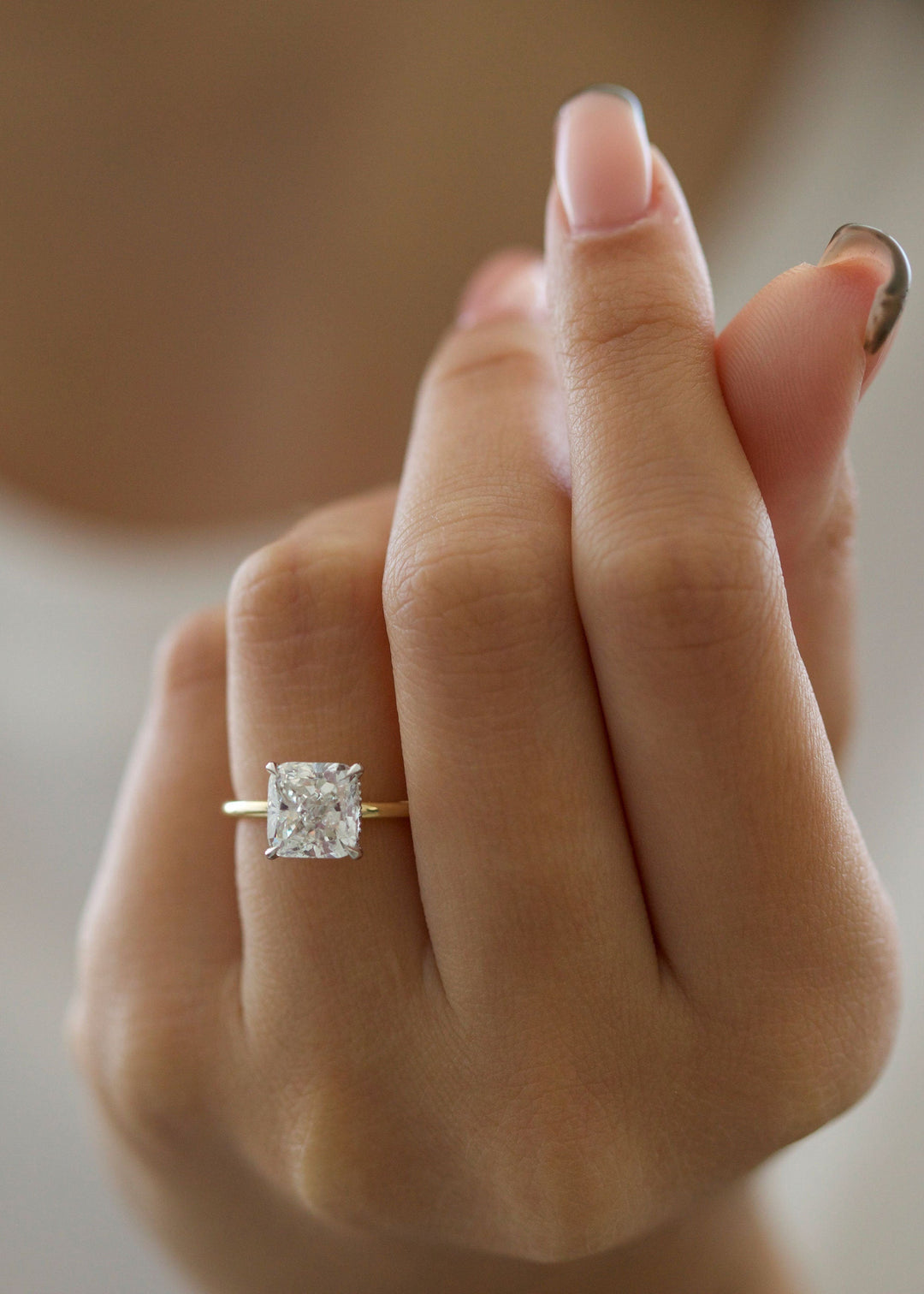 3.03ct Radiant F-VS2 Lab Grown Diamond Hidden Halo Engagement Ring