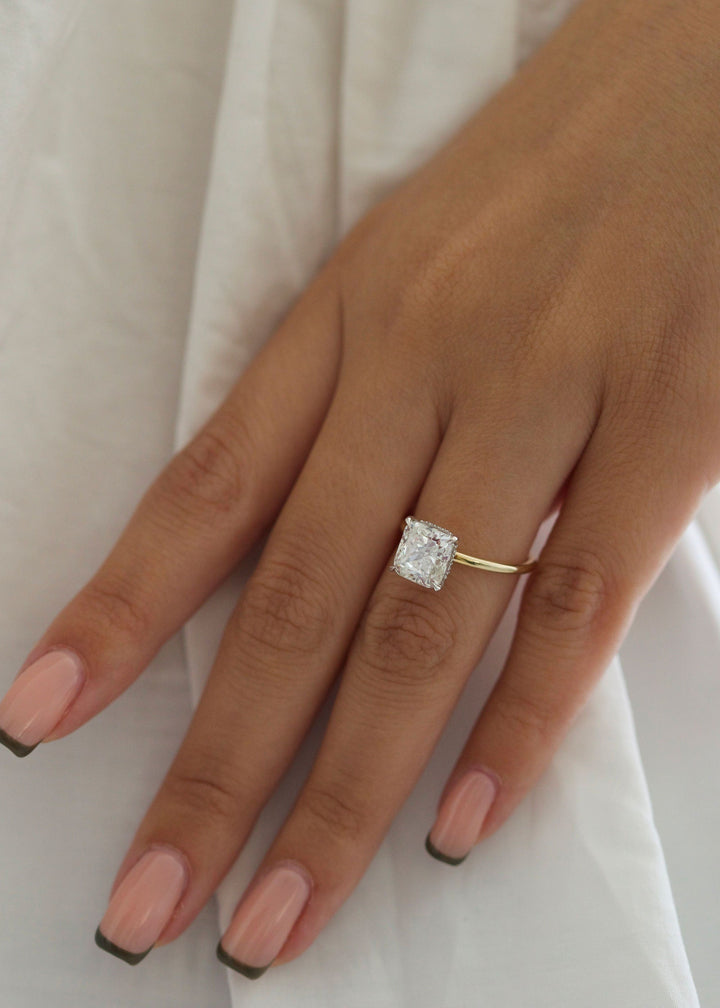 3.03ct Radiant F-VS2 Lab Grown Diamond Hidden Halo Engagement Ring