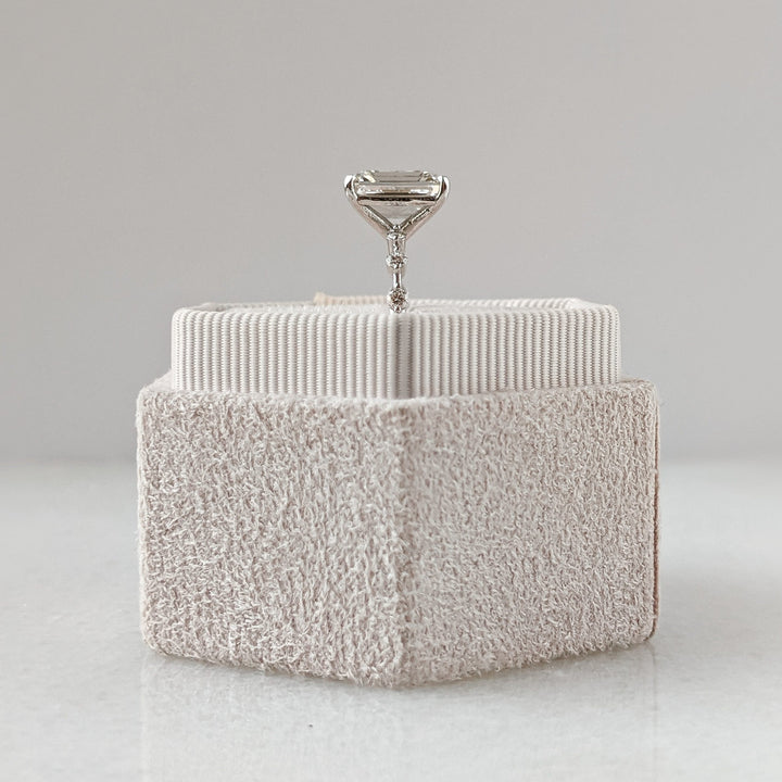 3.2ct Emerald G- VS1 Lag Grown Diamond Dainty Pave Engagement Ring