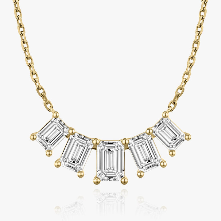 3.50CT Emerald F-VS Lab Grown Diamond Five Stone Necklace