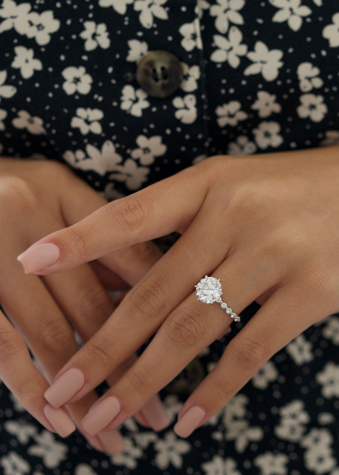 3ct Round G-VS2 Lab Grown Diamond Pave Engagement Ring