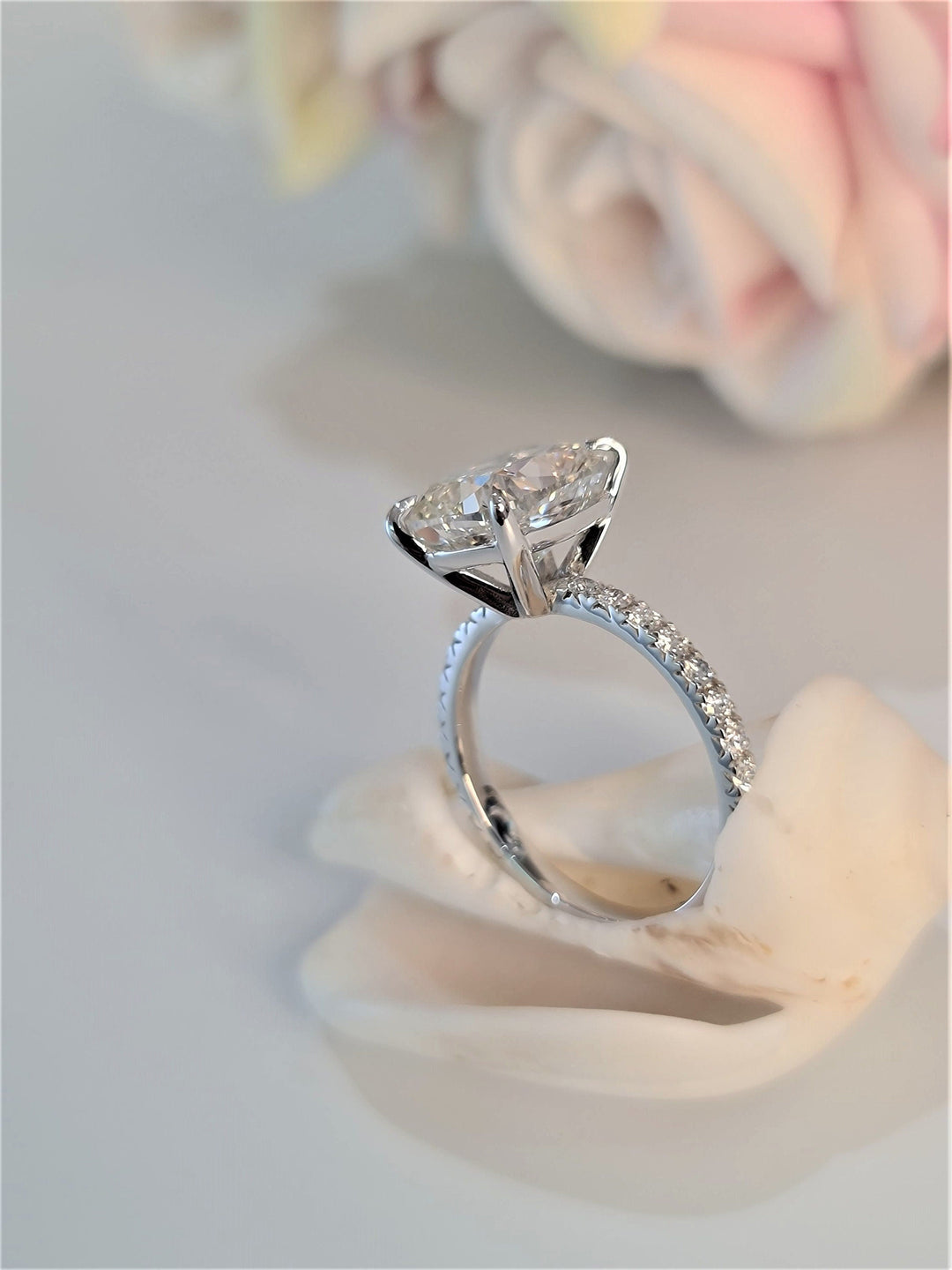 4.0ct Cushion Pave F/VS1 Lab Grown Diamond Engagement Ring