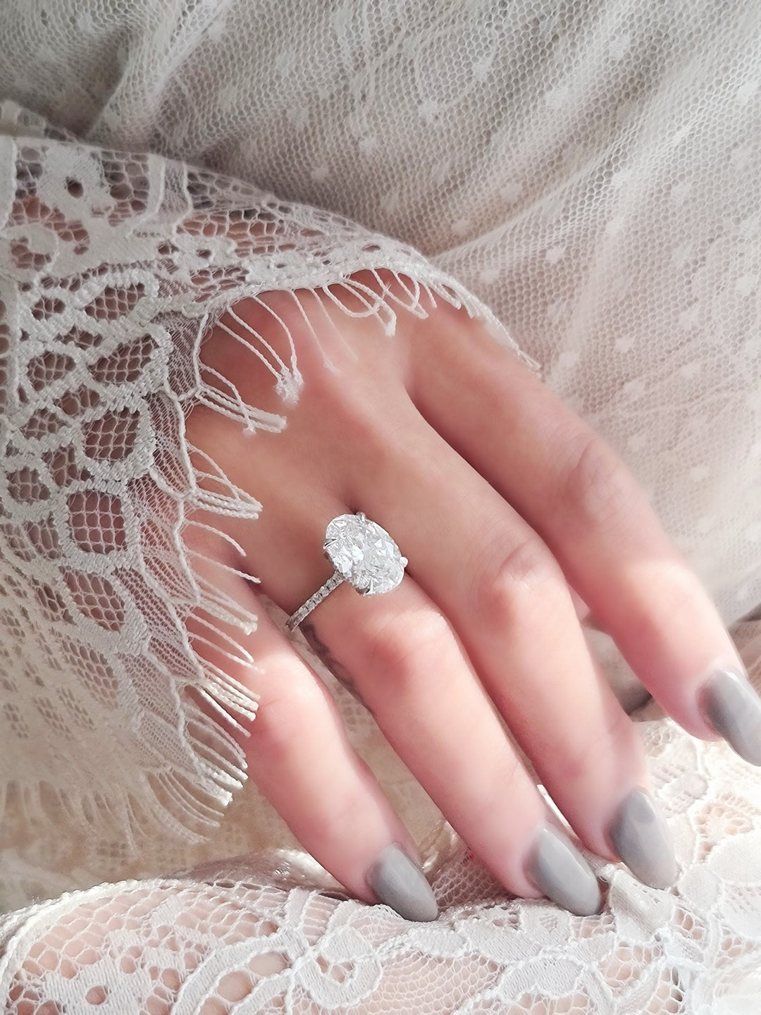 4.0ct Oval Hidden Halo F/VS1 Lab Grown Diamond Engagement Ring