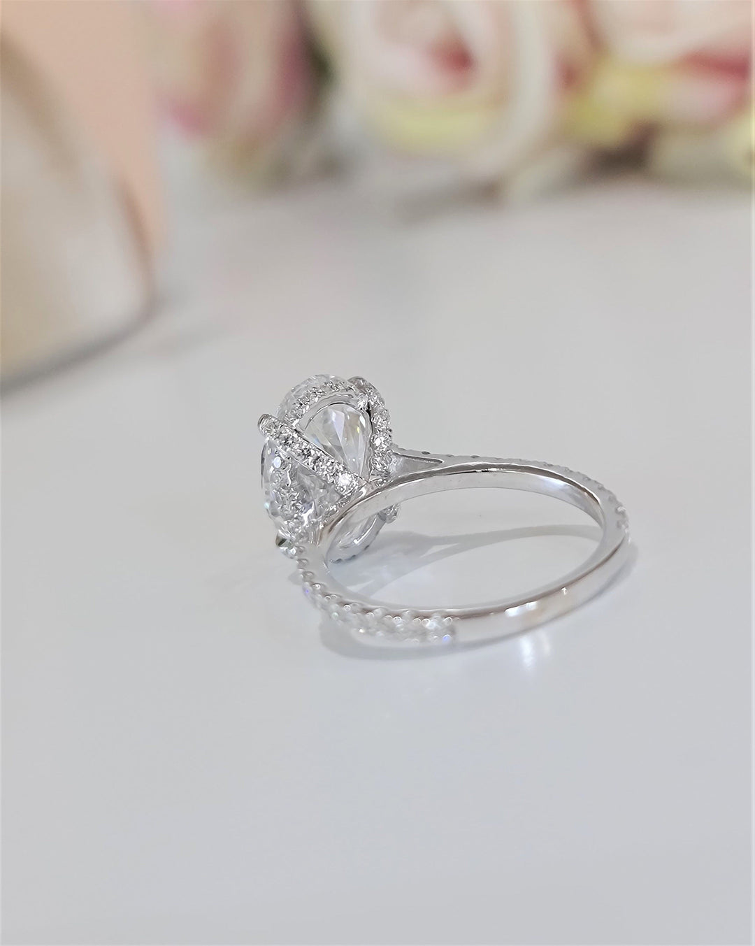 4.0ct Oval Hidden Halo F/VS1 Lab Grown Diamond Engagement Ring