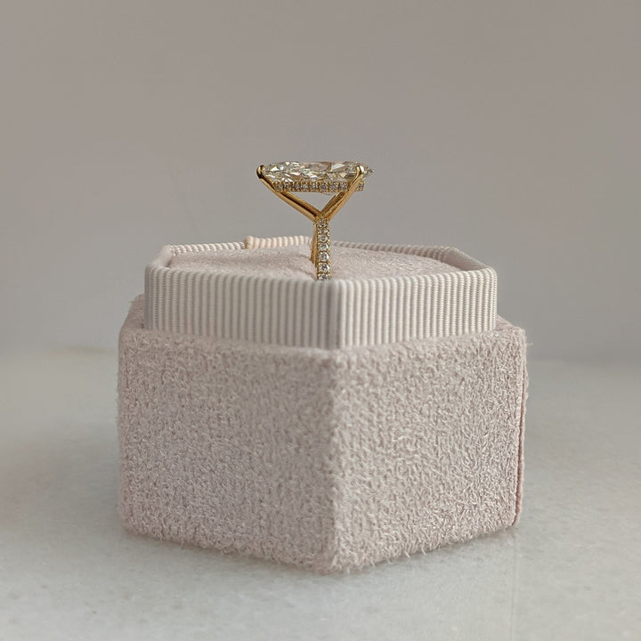 4.45ct Pear G- VS1 Lag Grown Diamond Hidden Halo Engagement Ring