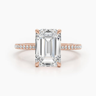 4.5ct Emerald G-VS Pave Lab Grown Diamond Engagement Ring