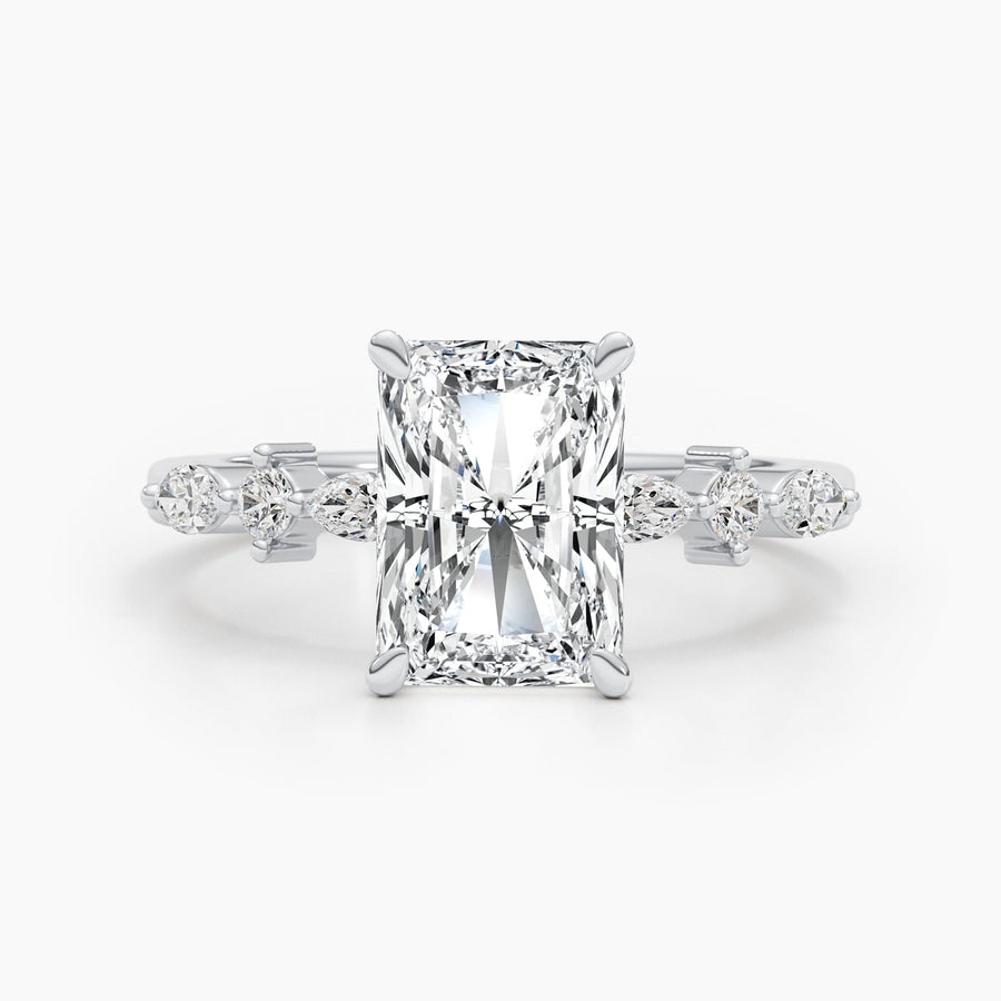 4ct Radiant G- VS Lab Grown Diamond Dainty Engagement Ring