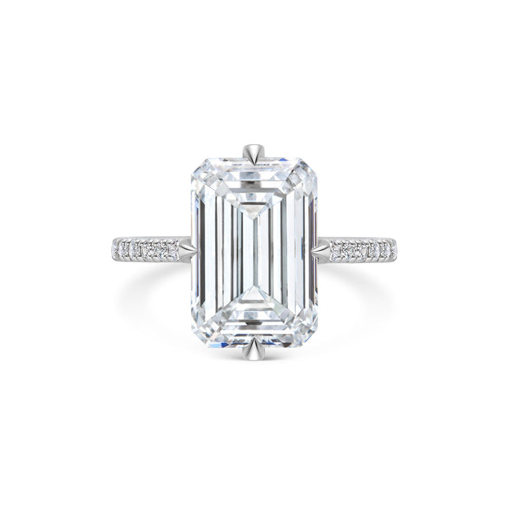5ct Emerald F- VS1 Lag Grown Diamond Pave Engagement Ring
