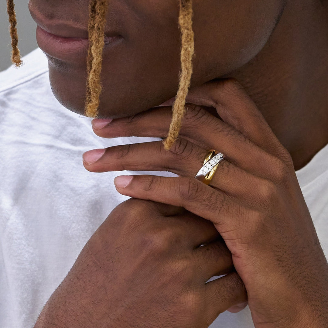 4mm Round Lab Grown Men's Crossover Men's Wedding Band